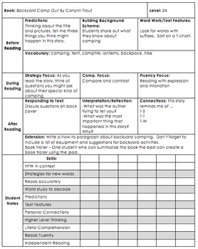 Preview of Guided Reading Plan Template