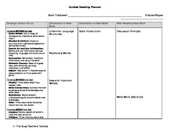 Preview of Guided Reading Planner