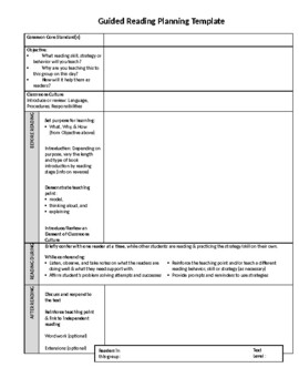 Preview of Guided Reading Planning Template(editable and fillable resource)