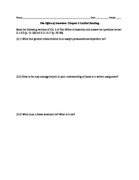Preview of Guided Reading Questions for The Office of Assertion