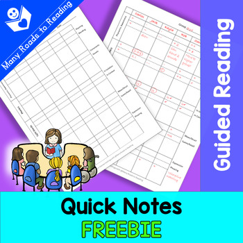 Preview of Guided Reading Quick Notes FREEBIE
