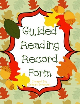 Preview of Guided Reading Record Form