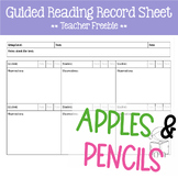Guided Reading Record Sheet  ** Freebie **