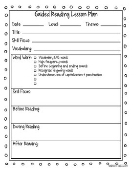 Guided Reading Record Sheet and Lesson Plan by Kearson's Classroom