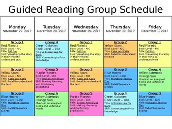 Guided Reading Schedule Template by Loving Literacy and Learning