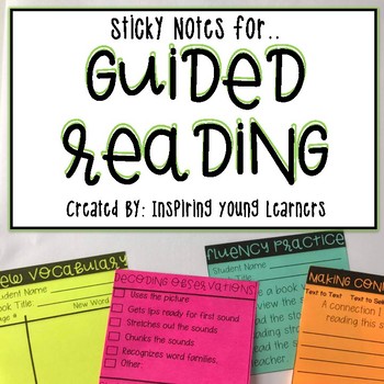 Preview of Guided Reading Sticky Notes