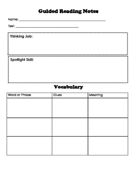 Preview of Guided Reading Student Template