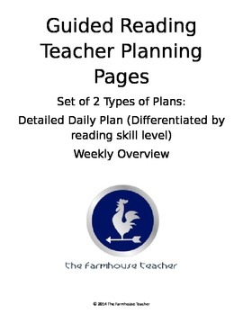 Preview of Guided Reading Teacher Planning Pages - Set of 2