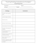 Guided Reading Teaching Comprehension Strategies Coaching Tool