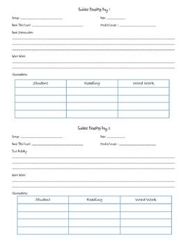 Preview of Guided Reading Template