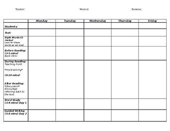 Guided Reading Template by BerryTeaches | Teachers Pay Teachers