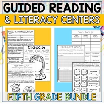 Preview of Guided Reading and Literacy Centers Bundle: 5th Grade