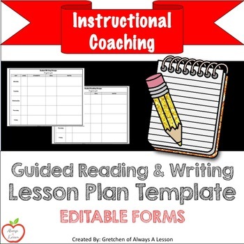 Preview of Guided Reading and Writing Lesson Plans Template [Editable]