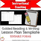 Guided Reading and Writing Lesson Plans Template [Editable]