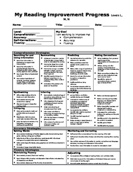Preview of Guided Reading level L-N student strategy sheet