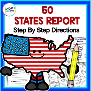 Preview of 50 US STATES RESEARCH PROJECT 2nd 3rd Grade REPORT WRITING Printable Templates