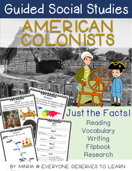 Preview of Guided Social Studies: American Colonists 13 Colonies 5W's and How