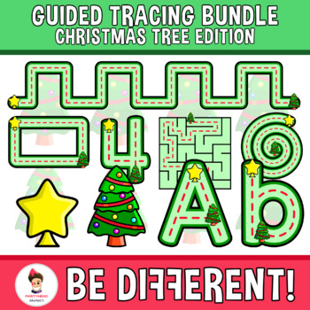 Preview of Guided Tracing Bundle Clipart Christmas Tree Motor Skills Pencil Control Holiday