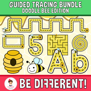 Preview of Guided Tracing Bundle Clipart Bee Edition Motor Skills Pencil Control Spring