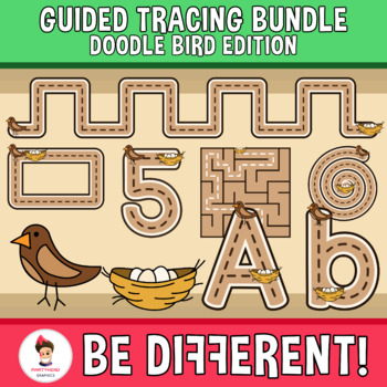 Preview of Guided Tracing Bundle Clipart Doodle Bird Edition Motor Skills Pencil Control