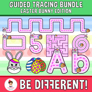 Preview of Guided Tracing Bundle Clipart Easter Bunny Edition Motor Skills Pencil Control