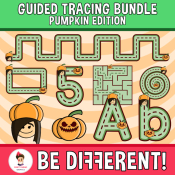 Preview of Guided Tracing Bundle Clipart Pumpkin Edition Motor Skills Pencil Control