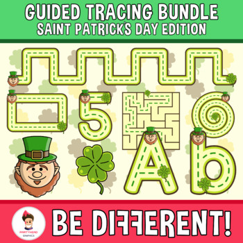 Preview of Guided Tracing Bundle Clipart Saint Patricks Day Edition Motor Skills Clover