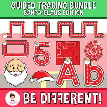 Preview of Guided Tracing Bundle Clipart Santa Claus Edition Motor Skills Pencil Control