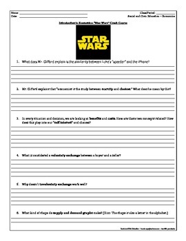 Preview of Guided Viewing Questions: Introduction to Economics - EconMovies "Star Wars"