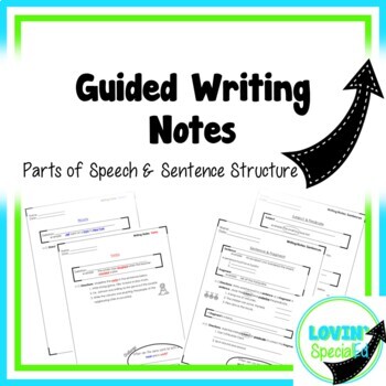 Preview of Guided Writing Notes Parts of Speech and Sentence Structure