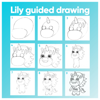 Preview of Guided drawing for Lily the unicorn