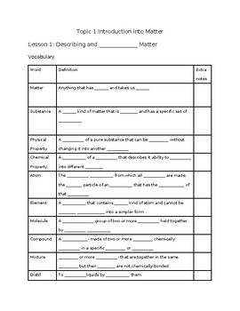 Preview of Guided notes Savvas Realize Elevate Physical Science Chapter 1 Intro into Matter