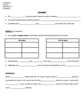 Preview of Guided notes bundle: Preterite, Imperfect and Preterite vs. Imperfect