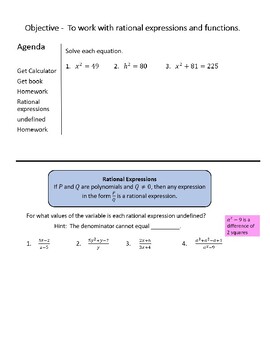 Preview of Guided notes for rational expressions and equations.
