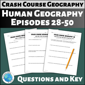 Preview of Guiding Questions for Crash Course Geography Episodes 28-50 Human Geography
