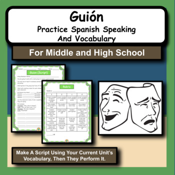 Preview of Guion (Script) Vocabulary Activity For Spanish Class