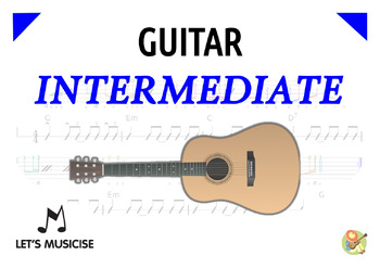 Preview of Guitar (& Bass) Intermediate Method with Tablatures/note names, Chord Charts