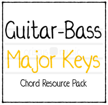 Preview of Guitar-Bass Major Key Chord Cards