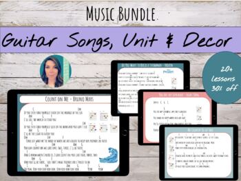 Preview of Guitar Bundle | Songbooks, Assessments, Fingering Charts, & Decor (20% off)