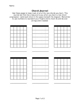 Preview of Guitar Chord Journal - Distance Learning Tool