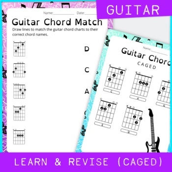 Preview of Guitar Chord Match Exercise CAGED Chords Printable and Digital Activity