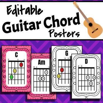 Preview of Guitar Chords Posters -- {Editable/Printable}