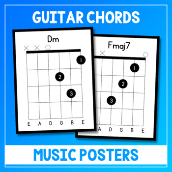 Preview of Guitar Chords Posters - Music Reference Sheets - Room Decor - No Prep
