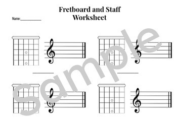 Preview of Guitar Fretboard and Staff - Worksheet