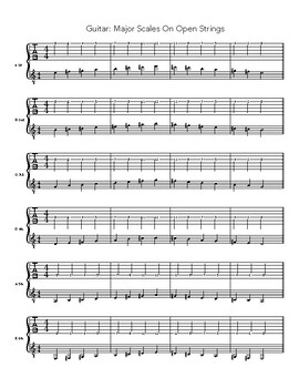 Preview of Guitar - Open Strings Major Scales