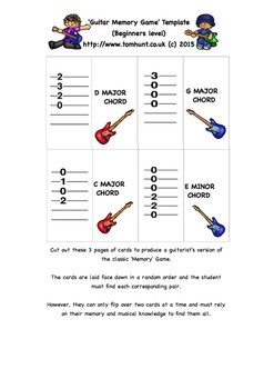 Preview of Guitar Memory Game (entry/beginner level)