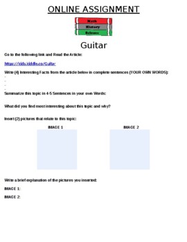 Preview of Guitar Online Assignment (MUSIC)