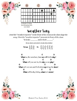 Preview of Guitar (Open G Tuning Right Hand) Weather song or chant with chord charts