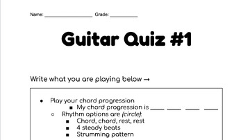 Preview of Guitar Performance/Quiz: Planner, Rubric, & Self Reflection