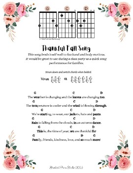 Preview of Guitar (Standard Tuning Left Hand) Thankful Fall Song